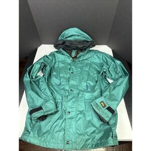 REI Jacket Mens Small Green Parka Hooded Ripstop Outdoor GoreTex Vintage